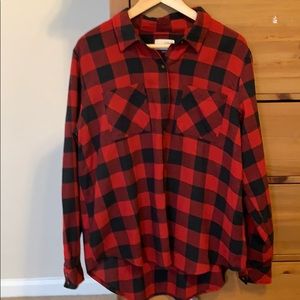 Universal Thread Red & Black Flannel Button-Down